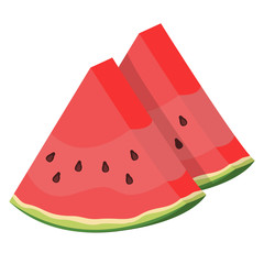 Slices of watermelon. Juicy fruit in cartoon style.