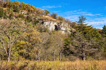Fototapeta na wymiar Bluffs prairie and forest at whitewater state park