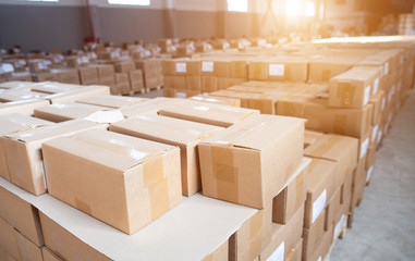 A lot of cardboard boxes in stock. Detention of smuggled goods at customs. The concept of illegal...