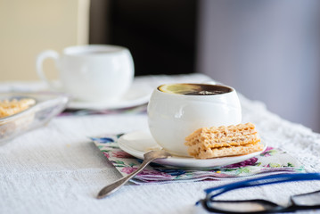 Two cups of tea on the table