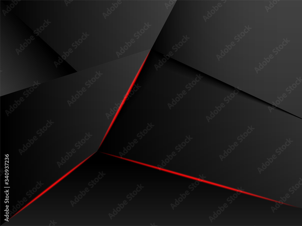 Wall mural abstract .modern background. black polygon and red glow light background. vector.