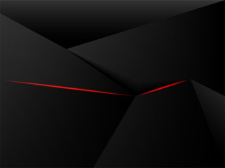 Abstract .Modern background. Black polygon and red glow light background. vector.