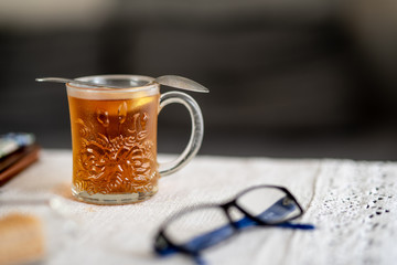 Glass of hot tea