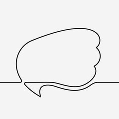 Speech bubble continuous line drawing flow liquid shape, Black and white vector minimalistic linear illustration made of one line