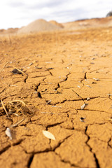 Dry cracked ground. Global warming and greenhouse effect concept.