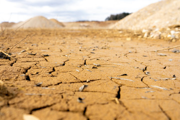 Dry cracked ground. Global warming and greenhouse effect concept.