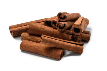 cinnamon sticks on white background