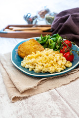 Cordon Bleu macaroni Pasta with salad