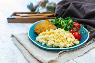 Cordon Bleu macaroni Pasta with salad