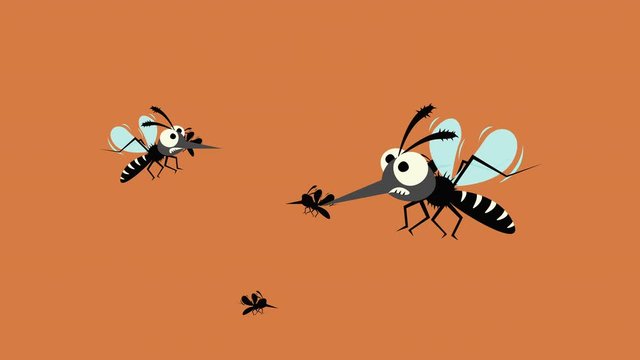 mosquito set isolated on orange background.	
