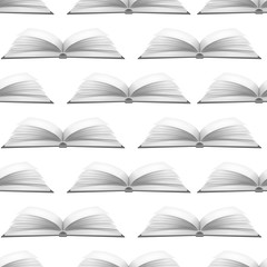 Realistic Detailed 3d Blank Open Book Seamless Pattern Background. Vector