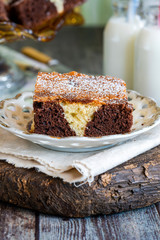 Vanilla and chocolate marble cake