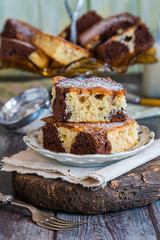 Vanilla and chocolate marble cake