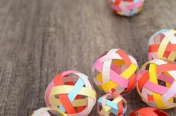 Group of colorful modular origami balls