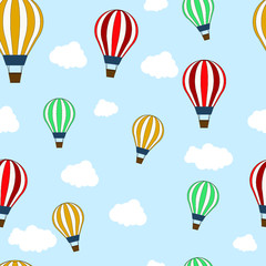 Hot air balloon seamless pattern. Vector illustration.