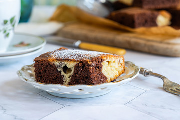 Vanilla and chocolate marble cake