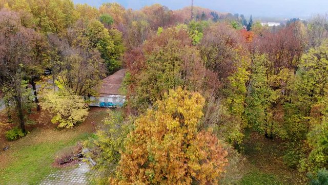 Drone footage of Big Alley in Sarajevo during the autumn