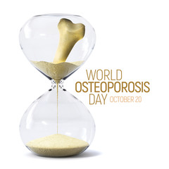 October 20 World Osteoporosis Day concept art showing the problems occuring by time of a disease of bones that leads to an increased risk of fracture. - obrazy, fototapety, plakaty