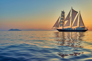 Sailing yacht cruise. Yachting. Travel