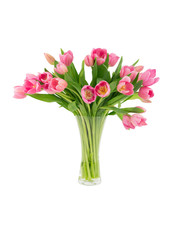 Pink tulips in a vase