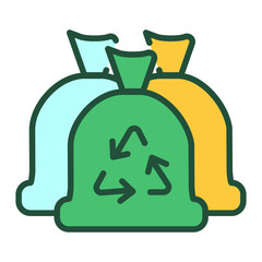 Trash bags line color icon. Waste recycling. Zero waste lifestyle. Environmental protection. Outline pictogram for web page, mobile app, promo.