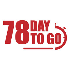 78 day to go label, red flat with  promotion icon, Vector stock illustration
