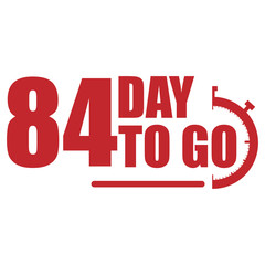 84 day to go label, red flat with  promotion icon, Vector stock illustration