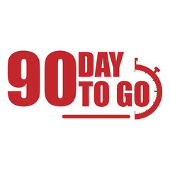 90 day to go label, red flat with  promotion icon, Vector stock illustration