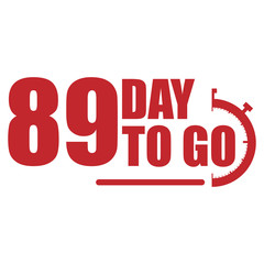 89 day to go label, red flat with  promotion icon, Vector stock illustration