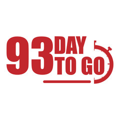 93 day to go label, red flat with  promotion icon, Vector stock illustration