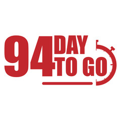 94 day to go label, red flat with  promotion icon, Vector stock illustration