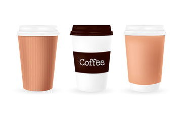 Coffee cup isolated, blank paper coffee cup mockup