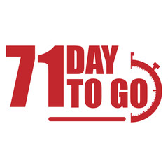71 day to go label, red flat with  promotion icon, Vector stock illustration