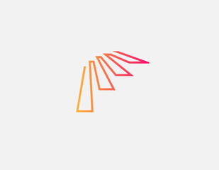 Abstract geometric logo icon bright gradient line in the form of stairs for your company, interior design studio