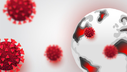 The Global Economic Impacts of COVID-19. World globe infected with coronavirus epidemic cells isolated on white background.