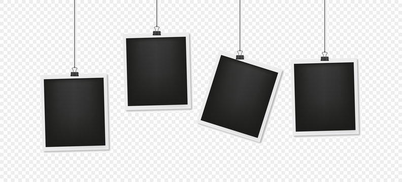 Photo cards on hang. Illustration photo frame vector