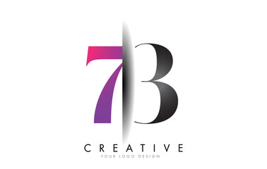 Fototapeta na wymiar 73 7 3 Grey and Pink Number Logo with Creative Shadow Cut Vector.