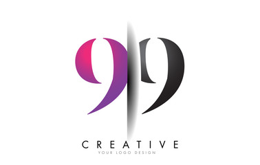99 9 Grey and Pink Number Logo with Creative Shadow Cut Vector.