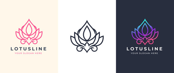 abstract line art lotus logo design