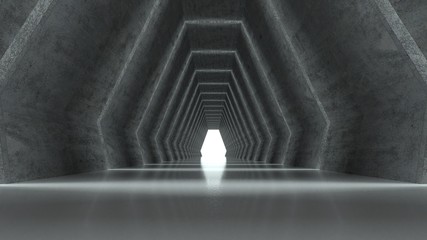 3d render dark concrete empty hall background