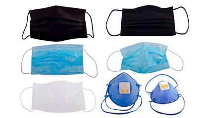 masks, medicine, protection, respirators, on a white background, set