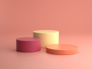 3d render ofbackground with a pedestal and a showcase, abstract minimal concept, blank space, simple clean design, minimalist mockup