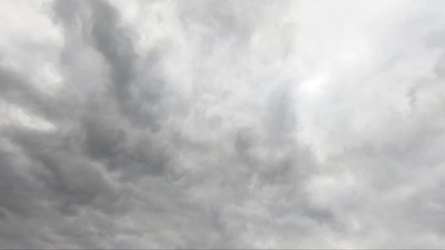 Gloomy thunderclouds fly fast in the sky. Accelerated video