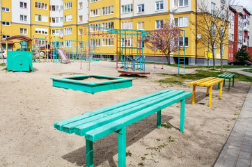 quarantined playground on spring day