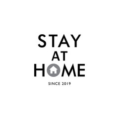Stay home quote lettering typography. Stay at home