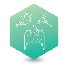 Brazier, chicken and sausage icon