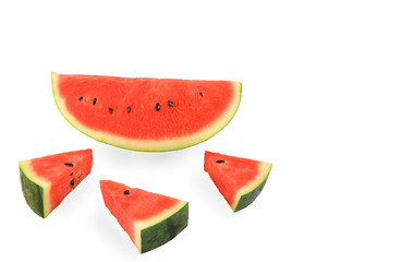 Summer food of  red sliced watermelon  on white background