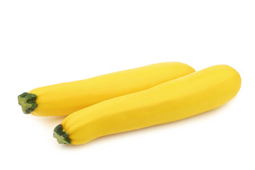 two fresh yellow zucchini's on a white background