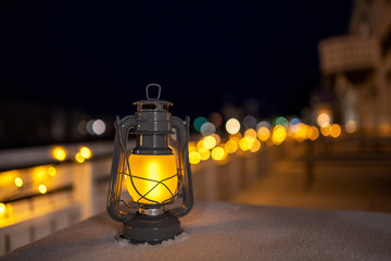 Oil lamp on the table