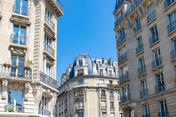 Paris, typical buildings in the Marais, in the center of the french capital
